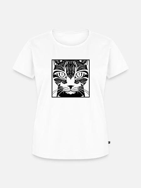 Naive Stammeskatze - Frauen Premium Bio T-Shirt - Weiß