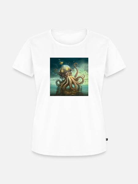 FOX0610 steampunk octopus - Frauen Premium Bio T-Shirt - Weiß