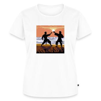 AI Shirt - Karate fighters at sundown on a beach - Frauen Premium Bio T-Shirt - Weiß - Vorne - AI Model Female 172 dark (172cm)