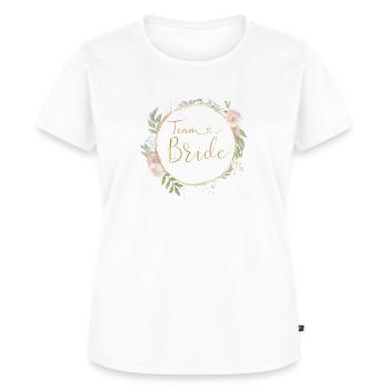 Team Bride! Pastel Boho Blumen Kreis - Frauen Premium Bio T-Shirt - Weiß - Vorne - AI Model Female 172 dark (172cm)