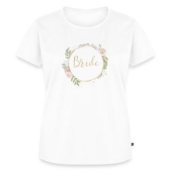 Team Bride! Pastel Boho Blumen Kreis - Frauen Premium Bio T-Shirt - Weiß - Vorne - AI Model Female 172 dark (172cm)