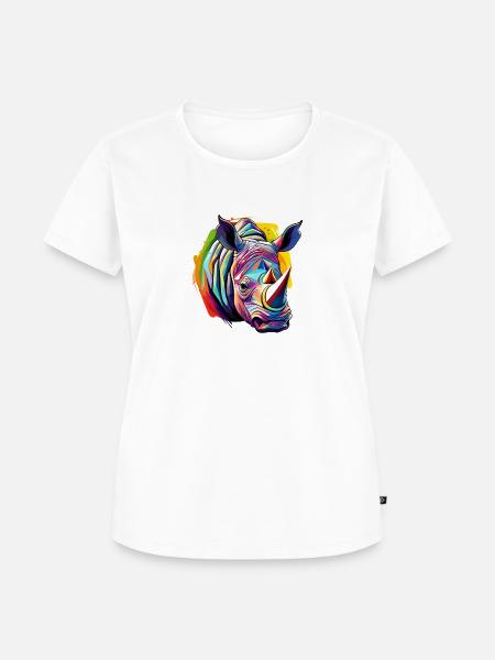 Nashorn farbig - Frauen Premium Bio T-Shirt - Weiß