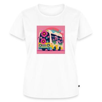 Schulbus rosa - Frauen Premium Bio T-Shirt - Weiß - Vorne - AI Model Female 172 dark (172cm)