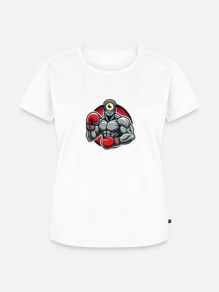 Boxender Zyklop - Frauen Premium Bio T-Shirt - Weiß