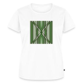 Lignes vertes verticales et symétriques - T-shirt Premium bio Femme - blanc - Devant - AI Model Female 172 dark (172cm)