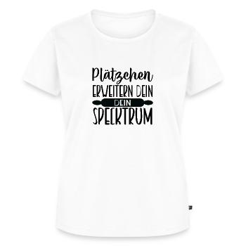 Plätzchen erweitern dein Spektrum 🍪🌈 - Frauen Premium Bio T-Shirt - Weiß - Vorne - AI Model Female 172 dark (172cm)