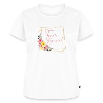 Team Braut! Blumen, personalisierbar - Frauen Premium Bio T-Shirt - Weiß - Vorne - AI Model Female 172 dark (172cm)