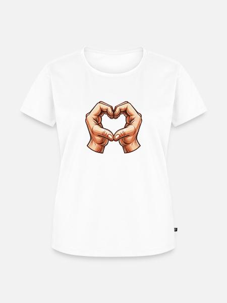 hände hand herz - Frauen Premium Bio T-Shirt - Weiß