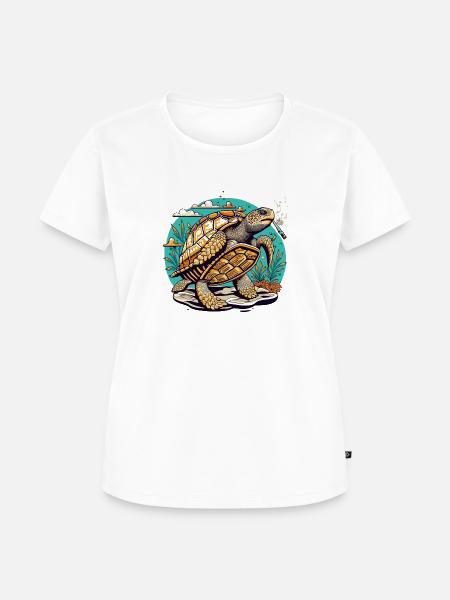 Turtle with Joint - Frauen Premium Bio T-Shirt - Weiß