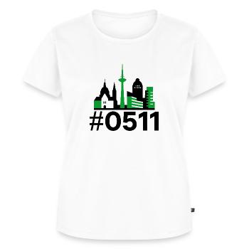 Hannover Skyline Geometric – 0511 Edition - Frauen Premium Bio T-Shirt - Weiß - Vorne - AI Model Female 172 dark (172cm)