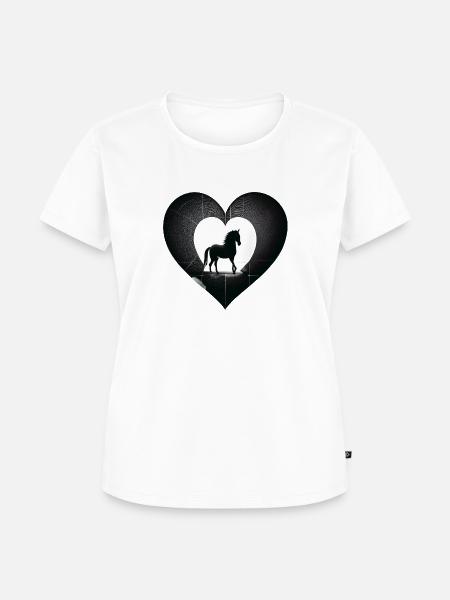 Pferdeherz schwarz-weiß - Frauen Premium Bio T-Shirt - Weiß