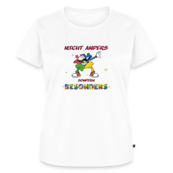 Nicht anders, sondern besonders und einzigartig - Frauen Premium Bio T-Shirt - Weiß - Vorne - AI Model Female 172 dark (172cm)