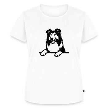 Collie - Vrouwen Premium Bio T-shirt - wit - Voor - AI Model Female 172 dark (172cm)