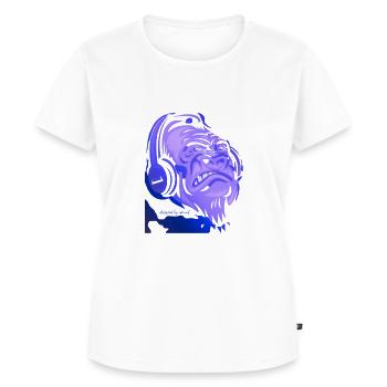 Music Monkey Blue - Frauen Premium Bio T-Shirt - Weiß - Vorne - AI Model Female 172 dark (172cm)