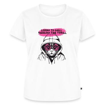 Loving To Chill, Reading The Thrill - Frauen Premium Bio T-Shirt - Weiß - Vorne - AI Model Female 172 dark (172cm)