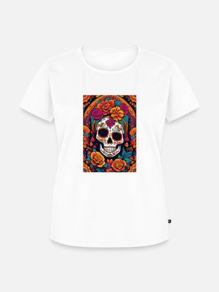 Sugar Skull TShirt - Frauen Premium Bio T-Shirt - Weiß