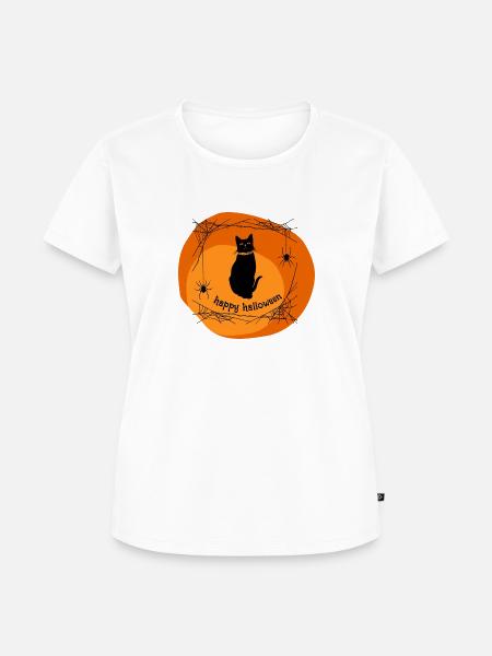 Pfotschafter Halloween Kollektion Katze und Spinne - Frauen Premium Bio T-Shirt - Weiß