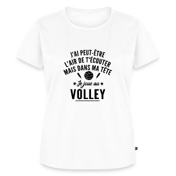 dans ma tête je joue au volley / humour volleyball - T-shirt Premium bio Femme - blanc - Devant - AI Model Female 172 dark (172cm)