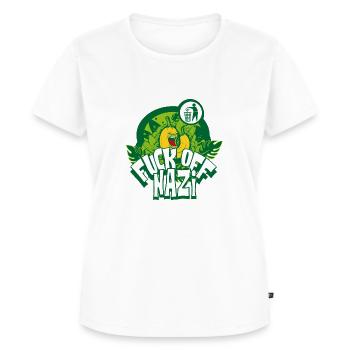 FUCK OFF - Frauen Premium Bio T-Shirt - Weiß - Vorne - AI Model Female 172 dark (172cm)