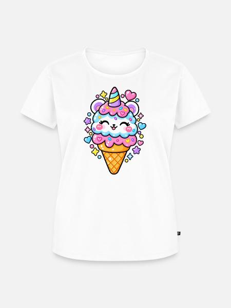 Lustiges Pastell-Eishorn - Frauen Premium Bio T-Shirt - Weiß