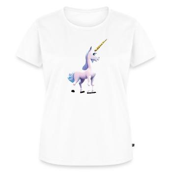 Einhorn in Rosa mit blauem Schweif - Frauen Premium Bio T-Shirt - Weiß - Vorne - AI Model Female 172 dark (172cm)