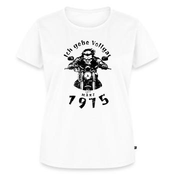 50ème anniversaire Je tourne à plein régime depuis 03/1975 - T-shirt Premium bio Femme - blanc - Devant - AI Model Female 172 dark (172cm)