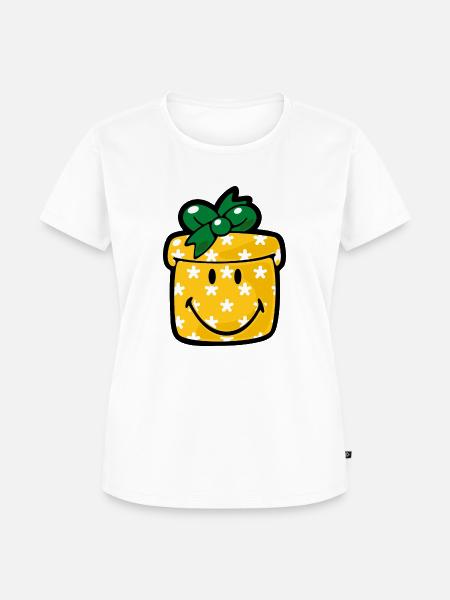 Smiley Christmas Present - Frauen Premium Bio T-Shirt - Weiß