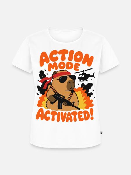 Action Mode Activated – Capybara-Actionheld - Frauen Premium Bio T-Shirt - Weiß