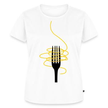 Fork with spaghetti - Women's Premium Organic T-shirt - white - Front - AI Model Female 172 dark (172cm)