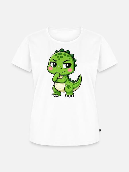 T Rex Nachdenklich Süßer Cartoon - Frauen Premium Bio T-Shirt - Weiß