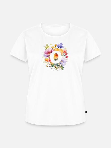 O Monogramm , bunter Blumenstrauss - Frauen Premium Bio T-Shirt - Weiß