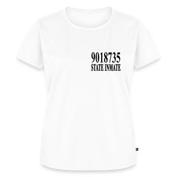 Costume de condamné prison de carnaval criminel - T-shirt Premium bio Femme - blanc - Devant - AI Model Female 172 dark (172cm)