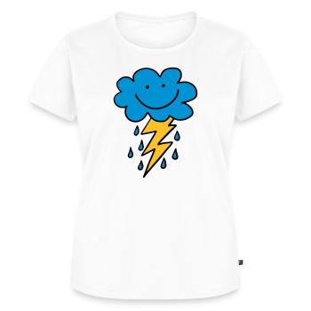 Funny cloud with flash, raindrops, comic, emoji - Women's Premium Organic T-shirt - white - Front - AI Model Female 172 dark (172cm)