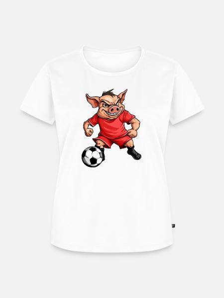 Schweinchen Fussball - Frauen Premium Bio T-Shirt - Weiß