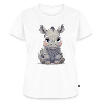 Bébé rhinocéros - T-shirt Premium bio Femme - blanc - Devant - AI Model Female 172 dark (172cm)