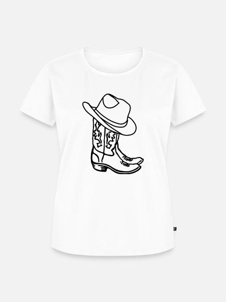 Cowboy Boots mit Hut - Frauen Premium Bio T-Shirt - Weiß
