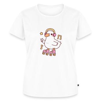 Süße Ente Mit Kopfhörern Und Rollschuhen - Frauen Premium Bio T-Shirt - Weiß - Vorne - AI Model Female 172 dark (172cm)