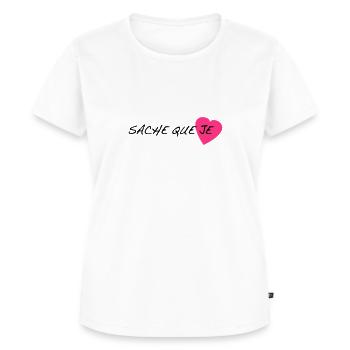 sache_que_je - T-shirt Premium bio Femme - blanc - Devant - AI Model Female 172 dark (172cm)