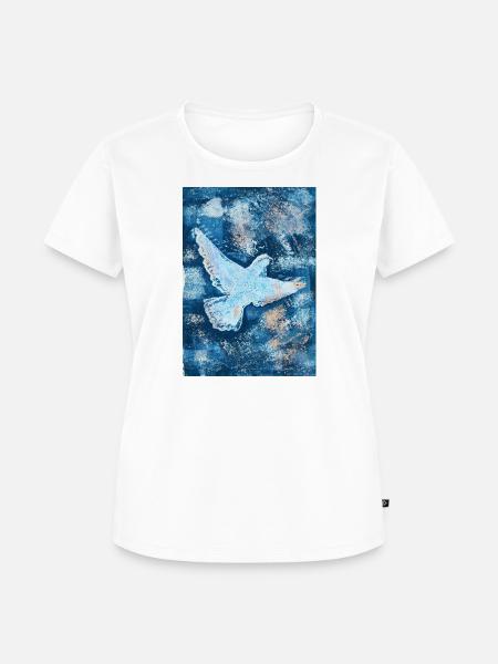 Blauer Vogel im Flug - Frauen Premium Bio T-Shirt - Weiß