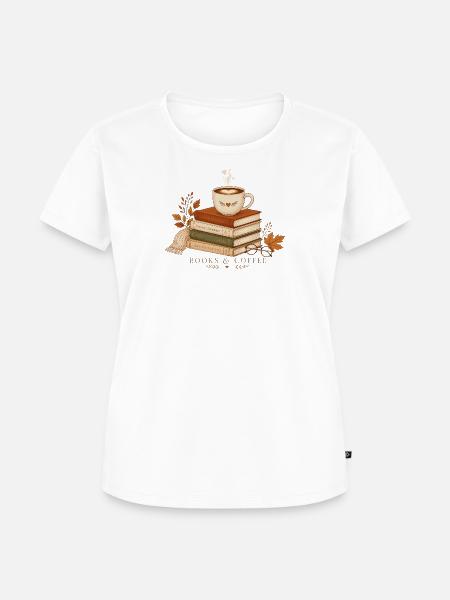 Bücher und Kaffee - Frauen Premium Bio T-Shirt - Weiß