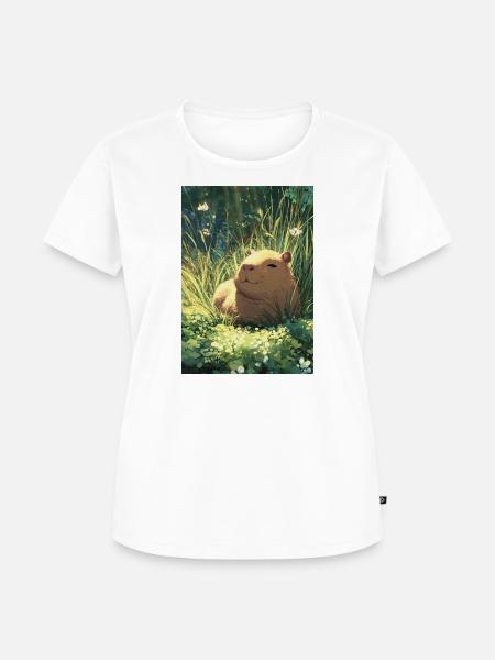 Sonnenhamster im Gras - Frauen Premium Bio T-Shirt - Weiß