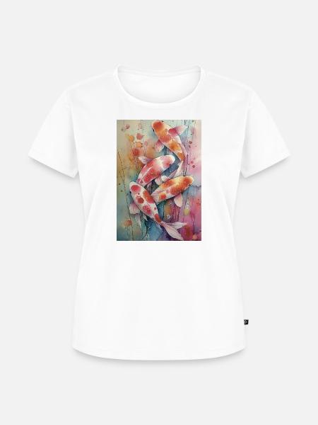 Mehrfarbige Aquarell-Koi - Frauen Premium Bio T-Shirt - Weiß