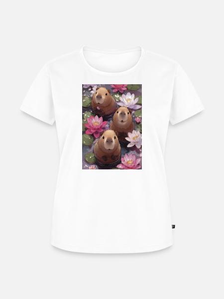 Drei Biber unter den Seerosen - Frauen Premium Bio T-Shirt - Weiß
