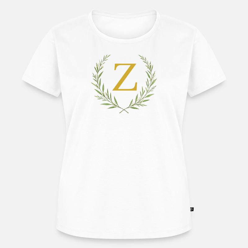 Z Monogram, Eucalyptus Wreath, Personalizable - Women's Premium Organic T-shirt - white