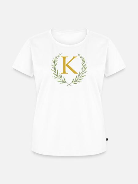 K Monogram, Eucalyptus Wreath, Personalizable - Women's Premium Organic T-shirt - white