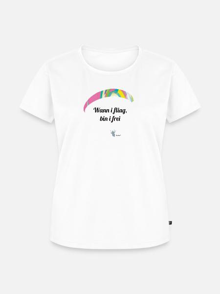 Wann i fliag - Damen schwarz - Frauen Premium Bio T-Shirt - Weiß