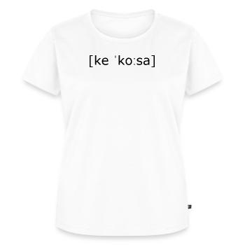 che cosa [ke ˈkoːsa] - in the sense of "Wtf?" - Women's Premium Organic T-shirt - white - Front - AI Model Female 172 dark (172cm)