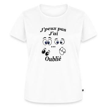 J’peux pas j’ai oublié - T-shirt Premium bio Femme - blanc - Devant - AI Model Female 172 dark (172cm)