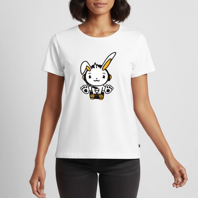 Bunny Playing Controller Console Headset Gamer Nerd Women's Premium Organic T-shirt