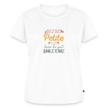Oui je suis petite cadeau femme petite humour - T-shirt Premium bio Femme - blanc - Devant - AI Model Female 172 dark (172cm)